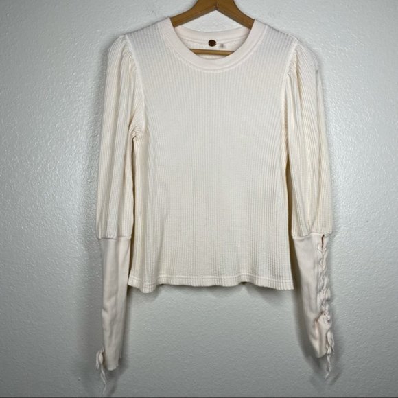Free People Tasha Thermal Top in Cream XS - Picture 6 of 7